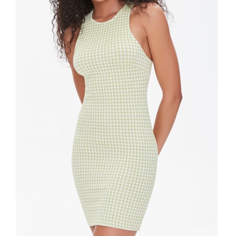 🌸 Clearance! 🌸 Checker Green & White Body-con Mini Dress Size S
